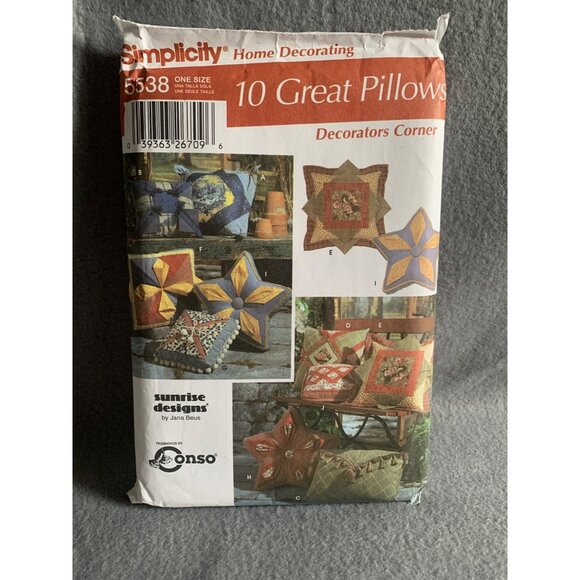 Simplicity Decorative Pillows Sewing Pattern 5538 - uncut - Picture 1 of 5